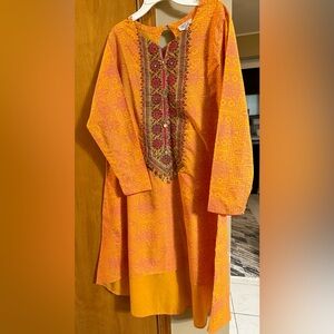 Embroidered shirt with tulip shalwar